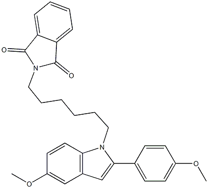 N-[6-[5-Methoxy-2-(4-methoxyphenyl)-1H-indol-1-yl]hexyl]phthalimide Struktur