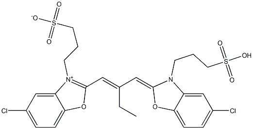 2-[2-Ethyl-3-[2,3-dihydro-3-(3-sulfopropyl)-5-chlorobenzoxazole-2-ylidene]-1-propenyl]-3-(3-sulfonatopropyl)-5-chlorobenzoxazole-3-ium Struktur