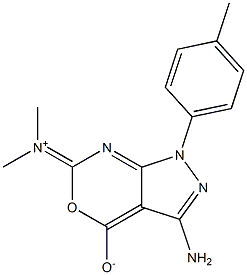 [1,6-Dihydro-3-amino-1-(4-methylphenyl)-6-(dimethyliminio)pyrazolo[3,4-d][1,3]oxazine]-4-olate Struktur