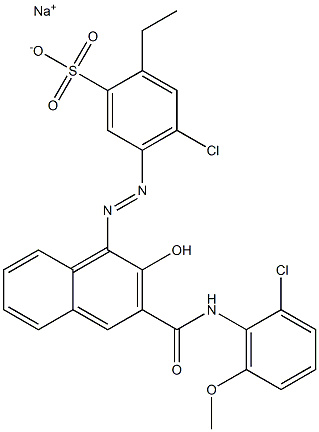 4-Chloro-2-ethyl-5-[[3-[[(2-chloro-6-methoxyphenyl)amino]carbonyl]-2-hydroxy-1-naphtyl]azo]benzenesulfonic acid sodium salt Struktur