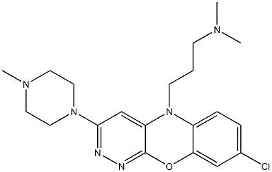 8-Chloro-5-(3-dimethylaminopropyl)-3-(4-methyl-1-piperazinyl)-5H-pyridazino[3,4-b][1,4]benzoxazine Struktur