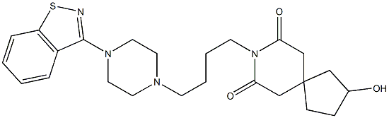 8-[4-[4-(1,2-Benzisothiazol-3-yl)-1-piperazinyl]butyl]-2-hydroxy-8-azaspiro[4.5]decane-7,9-dione Struktur