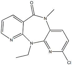 2-Chloro-5-methyl-11-ethyl-5,11-dihydro-6H-dipyrido[3,2-b:2',3'-e][1,4]diazepine-6-one Struktur