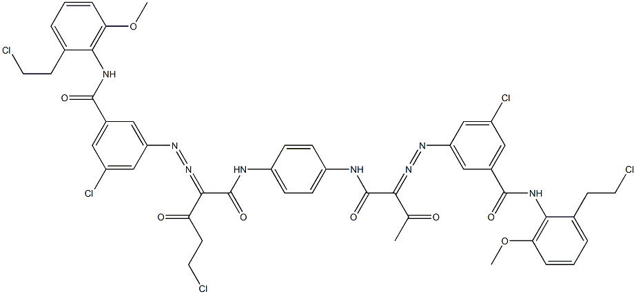 3,3'-[2-(Chloromethyl)-1,4-phenylenebis[iminocarbonyl(acetylmethylene)azo]]bis[N-[2-(2-chloroethyl)-6-methoxyphenyl]-5-chlorobenzamide] Struktur