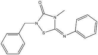 4-Methyl-2-benzyl-5-(phenylimino)-4,5-dihydro-1,2,4-thiadiazol-3(2H)-one Struktur