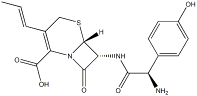 (6R,7R)-7-[(R)-2-Amino-2-(4-hydroxyphenyl)acetylamino]-8-oxo-3-[(E)-1-propenyl]-5-thia-1-azabicyclo[4.2.0]oct-2-ene-2-carboxylic acid Struktur