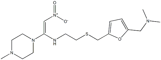 1-[[2-[[[5-(Dimethylaminomethyl)-2-furyl]methyl]thio]ethyl]amino]-1-(4-methylpiperazino)-2-nitroethene Struktur