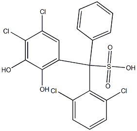 (2,6-Dichlorophenyl)(3,4-dichloro-5,6-dihydroxyphenyl)phenylmethanesulfonic acid Struktur