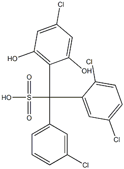 (3-Chlorophenyl)(2,5-dichlorophenyl)(4-chloro-2,6-dihydroxyphenyl)methanesulfonic acid Struktur