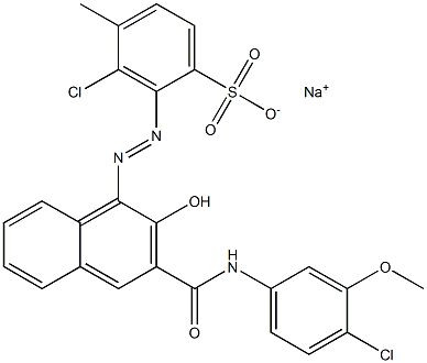 3-Chloro-4-methyl-2-[[3-[[(4-chloro-3-methoxyphenyl)amino]carbonyl]-2-hydroxy-1-naphtyl]azo]benzenesulfonic acid sodium salt Struktur