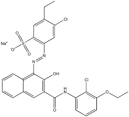 4-Chloro-3-ethyl-6-[[3-[[(2-chloro-3-ethoxyphenyl)amino]carbonyl]-2-hydroxy-1-naphtyl]azo]benzenesulfonic acid sodium salt Struktur