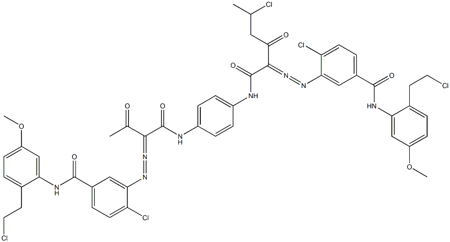 3,3'-[2-(1-Chloroethyl)-1,4-phenylenebis[iminocarbonyl(acetylmethylene)azo]]bis[N-[2-(2-chloroethyl)-5-methoxyphenyl]-4-chlorobenzamide] Struktur