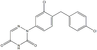 2-[3-Chloro-4-(4-chlorobenzyl)phenyl]-1,2,4-triazine-3,5(2H,4H)-dione Struktur