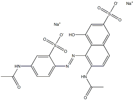 6-(Acetylamino)-5-[[4-(acetylamino)-2-sulfophenyl]azo]-4-hydroxy-2-naphthalenesulfonic acid disodium salt Struktur