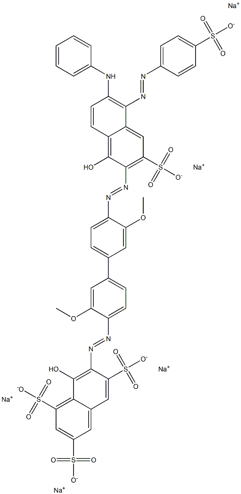 7-[4'-[6-Anilino-1-hydroxy-5-(p-sulfophenylazo)-3-sulfo-2-naphtylazo]-3,3'-dimethoxy-4-biphenylylazo]-8-hydroxy-1,3,6-naphthalenetrisulfonic acid pentasodium salt Struktur