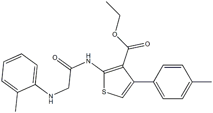 2-[[[(2-Methylphenyl)amino]acetyl]amino]-4-(4-methylphenyl)thiophene-3-carboxylic acid ethyl ester Struktur