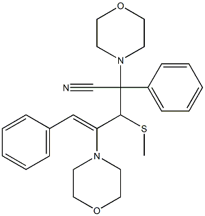 3-Methylthio-2,5-diphenyl-2,4-dimorpholino-4-pentenonitrile Struktur