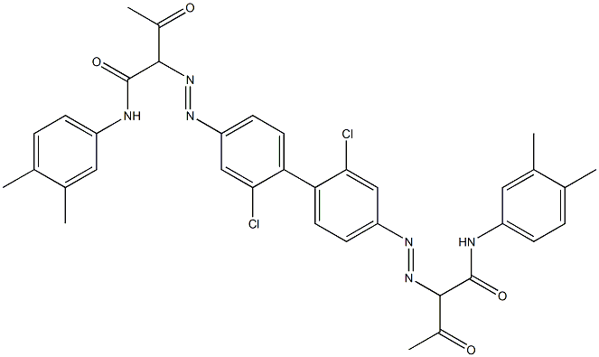 4,4'-Bis[[1-(3,4-dimethylphenylamino)-1,3-dioxobutan-2-yl]azo]-2,2'-dichloro-1,1'-biphenyl Struktur