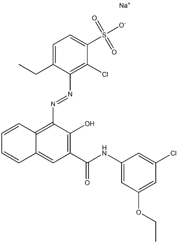 2-Chloro-4-ethyl-3-[[3-[[(3-chloro-5-ethoxyphenyl)amino]carbonyl]-2-hydroxy-1-naphtyl]azo]benzenesulfonic acid sodium salt Struktur