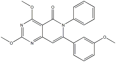 2,4-Dimethoxy-6-phenyl-7-(3-methoxyphenyl)pyrido[4,3-d]pyrimidin-5(6H)-one Struktur