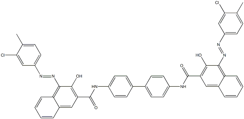 N,N'-(1,1'-Biphenyl-4,4'-diyl)bis[4-[(3-chloro-4-methylphenyl)azo]-3-hydroxy-2-naphthalenecarboxamide] Struktur