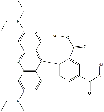 9-[2,4-Bis(sodiooxycarbonyl)phenyl]-3,6-bis(diethylamino)xanthylium Struktur