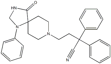 2,2-Diphenyl-4-(4-oxo-1-phenyl-1,3,8-triazaspiro[4.5]dec-8-yl)butyronitrile Struktur