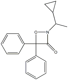 2-(1-Cyclopropylethyl)-4,4-diphenyl-1,2-oxazetidin-3-one Struktur