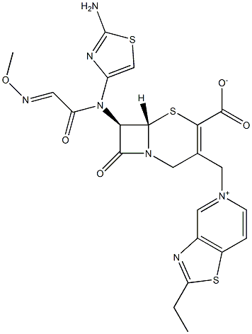 (7R)-7-[(2-Amino-4-thiazolyl)(methoxyimino)acetylamino]-3-[[(2-ethylthiazolo[4,5-c]pyridin-5-ium)-5-yl]methyl]cepham-3-ene-4-carboxylic acid Struktur