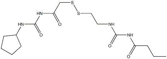 1-Butyryl-3-[2-[[(3-cyclopentylureido)carbonylmethyl]dithio]ethyl]urea Struktur