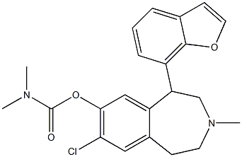 Dimethylcarbamic acid [(7-chloro-3-methyl-1-(benzofuran-7-yl)-2,3,4,5-tetrahydro-1H-3-benzazepin)-8-yl] ester Struktur