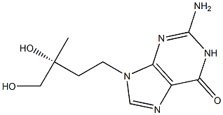 2-Amino-9-[(3R)-3,4-dihydroxy-3-methylbutyl]-1,9-dihydro-6H-purin-6-one Struktur