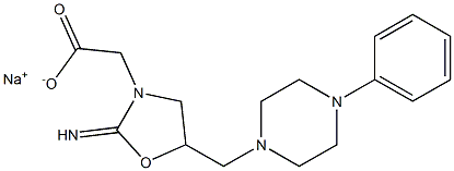 [5-(4-Phenylpiperazinomethyl)-2-iminooxazolidin-3-yl]acetic acid sodium salt Struktur