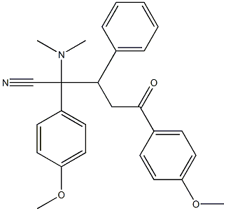 2,5-Bis(4-methoxyphenyl)-3-phenyl-2-dimethylamino-5-oxovaleronitrile Struktur