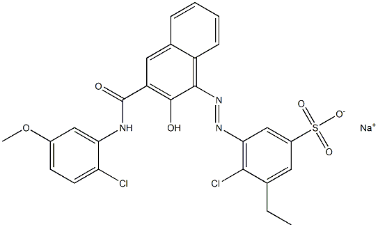 4-Chloro-3-ethyl-5-[[3-[[(2-chloro-5-methoxyphenyl)amino]carbonyl]-2-hydroxy-1-naphtyl]azo]benzenesulfonic acid sodium salt Struktur