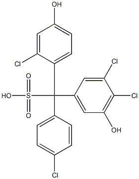 (4-Chlorophenyl)(2-chloro-4-hydroxyphenyl)(3,4-dichloro-5-hydroxyphenyl)methanesulfonic acid Struktur