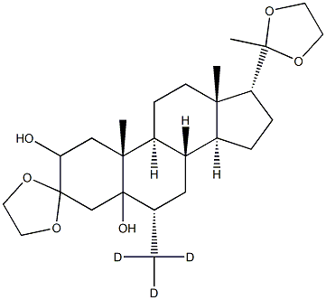 (5,17a)-Dihydroxy-6a-(methyl-d3)-pregnane-3,20-dione-3,20-bis(ethyleneketal) Struktur