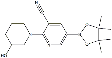 2-(3-hydroxypiperidin-1-yl)-5-(4,4,5,5-tetramethyl-1,3,2-dioxaborolan-2-yl)pyridine-3-carbonitrile Struktur