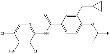 3-(cyclopropylmethyl)-N-(3,5-dichloro-4-aminopyridyl)-4-(difluoromethoxy)benzamide Struktur