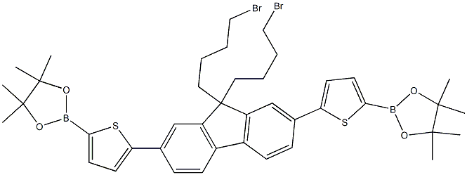 2,7-bis(5-(4,4,5,5-tetramethyl-1,3,2-dioxaborolan-2-yl)thiophen-2-yl)-9,9-bis-(4-bromo-butyl)-9H-fluorene Struktur