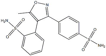 2-(5-methyl-3-(4-sulfamoylphenyl)isoxazol-4-yl)benzenesulfonamide Struktur