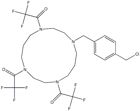 1,1',1''-(11-(4-(chloromethyl)benzyl)-1,4,8,11- tetraazacyclotetradecane-1,4,8-triyl)tris(2,2,2-trifluoroethan-1-one) Struktur