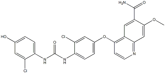 1-(4-(6-carbamoyl-7-methoxyquinolin-4-yloxy)-2-chlorophenyl)-3-(2-chloro-4-hydroxyphenyl)urea Struktur