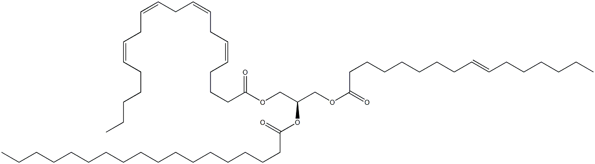 1-(9Z-hexadecenoyl)-2-octadecanoyl-3-(5Z,8Z,11Z,14Z-eicosatetraenoyl)-sn-glycerol Struktur