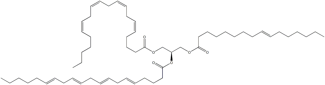 1-(9Z-hexadecenoyl)-2,3-di-(5Z,8Z,11Z,14Z-eicosatetraenoyl)-sn-glycerol Struktur