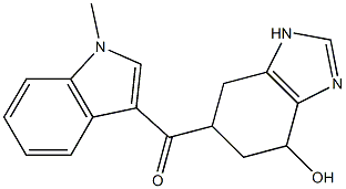 4-hydroxy-6((1-methyl-1H-indol-3-yl)carbonyl)-4,5,6,7-tetrahydro-1H-benzimidazole Struktur