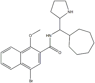 N-(1-cycloheptyl-2-pyrrolidinylmethyl)-4-bromo-1-methoxy-2-naphthamide Struktur