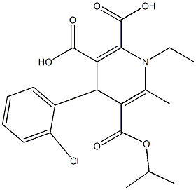 3-isopropyl-4-(2-chlorophenyl)-1,4-dihydro-1-ethyl-2-methyl-pyridine-3,5,6-tricarbox ylate Struktur