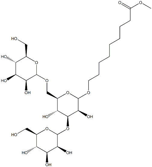 8-(methoxycarbonyl)octyl 3,6-di-O-(mannopyranosyl)-mannopyranoside Struktur