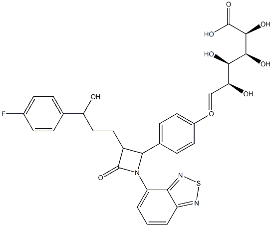 1-O-(4-(1-(2,1,3-benzothiadiazol-4-yl)-3-(3-hydroxy-3-(4-fluorophenyl)propyl)-2-oxo-4-azetidinyl)phenyl)glucuronic acid Struktur